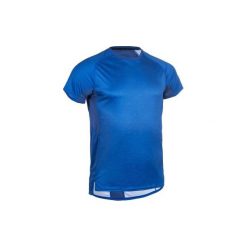 Koszulka fitness krótki rękaw FTS 120 męska. Niebieskie koszulki męskie DOMYOS, xl, bez wzorów, z poliesteru, bez kołnierzyka, z krótkim rękawem, krótkie, na fitness i siłownię. Za 29,99 zł.
