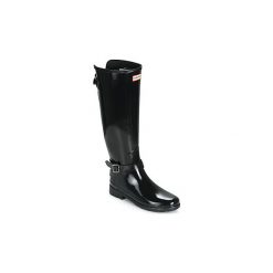 Kalosze Hunter REFINED BACK ADJUSTABLE TALL W/ ANKLE STRAP GLOSS. Czarne kalosze damskie Hunter, bez wzorów. Za 709,00 zł.
