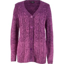 Sweter rozpinany, cieniowany kolor bonprix fiołkowy lila - różowy. Fioletowe swetry damskie bonprix, bez wzorów, bez rękawów, bez kaptura. Za 44,99 zł.