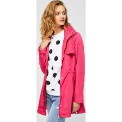 Kurtka parka z kapturem. Czerwone kurtki damskie Moodo, l, bez wzorów, z poliesteru, długie, z kapturem. Za 89,99 zł.