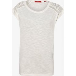 S.Oliver Casual - T-shirt damski, beżowy. Brązowe t-shirty damskie s.Oliver Casual, s, w koronkowe wzory, z koronki, casualowe, bez kołnierzyka. Za 99,95 zł.