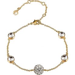 Pozłacana bransoletka "Amarillo" z kryształami Swarovski. Żółte bransoletki damskie Metropolitan, Smithfield, Crystal Deluxe & Co., z materiału, z kryształem, złote. W wyprzedaży za 43,95 zł.