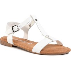 Sandały TAMARIS - 1-28149-24 White 100. Białe klapki damskie Tamaris, bez wzorów, ze skóry, bez obcasa, na obcasie. W wyprzedaży za 159,00 zł.