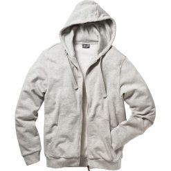 Bluza rozpinana z kapturem bonprix jasnoszary melanż. Szare bluzy męskie bonprix, s, bez wzorów, z dzianiny, z kapturem, bez rękawów, z kapturem. Za 74,99 zł.