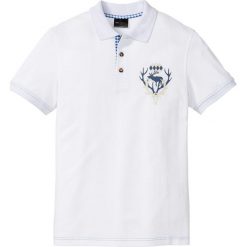 Shirt polo w ludowym stylu bonprix biały. Białe koszulki męskie bonprix, s, z nadrukiem, bez rękawów. Za 54,99 zł.