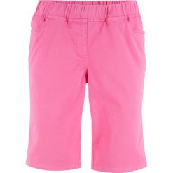 Bermudy z elastycznym paskiem bonprix różowy flaming. Różowe spodnie damskie bonprix, bez wzorów. Za 37,99 zł.