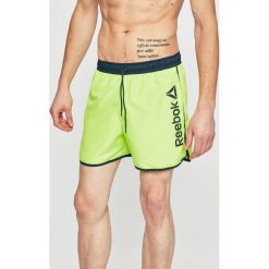 Reebok - Szorty. Zielone spodenki sportowe męskie Reebok, m, z nadrukiem, z poliesteru, sportowe. W wyprzedaży za 99,90 zł.