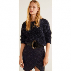 Mango - Sweter Party. Brązowe swetry klasyczne damskie Mango, l, z dzianiny, z okrągłym kołnierzem. Za 159,90 zł.