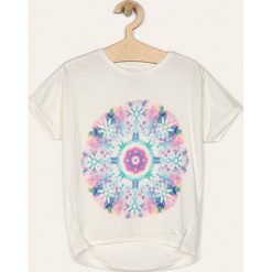 Desigual - T-shirt dziecięcy 104-164 cm. Białe bluzki dziewczęce Desigual, z aplikacjami, z bawełny, z okrągłym kołnierzem, z krótkim rękawem, krótkie, bez kaptura. Za 149,90 zł.