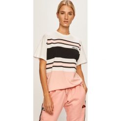 Ellesse - T-shirt. Różowe bluzki damskie Ellesse, bez wzorów, z bawełny, z okrągłym kołnierzem. W wyprzedaży za 99,90 zł.