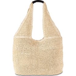 Torba słomiana shopper bonprix naturalny. Brązowe torby damskie na zakupy bonprix, bez wzorów, duże, bez dodatków. Za 69,99 zł.
