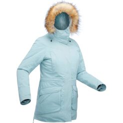 Kurtka SH500 Ultra-Warm Parka damska. Szare kurtki damskie QUECHUA, na zimę, xl, bez wzorów, z elastanu, długie, bez kaptura. Za 449,99 zł.
