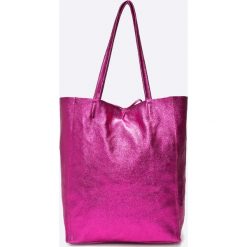 Answear - Torebka skórzana Violet Kiss. Różowe shopper bag damskie ANSWEAR, z materiału, do ręki, duże. W wyprzedaży za 169,90 zł.