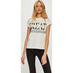 Tally Weijl - Top. Czarne bluzki damskie TALLY WEIJL, s, z nadrukiem, z bawełny, z okrągłym kołnierzem, z krótkim rękawem. W wyprzedaży za 24,90 zł.