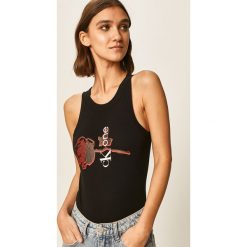 Calvin Klein Jeans - Top. Czarne bluzki damskie Calvin Klein Jeans, s, z nadrukiem, z bawełny, casualowe, z okrągłym kołnierzem, bez rękawów. Za 229,90 zł.