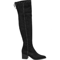 Kozaki za kolano Catwalk czarne. Czarne kozaki damskie Catwalk, z materiału, za kolano, bez obcasa, na obcasie, na zamek. Za 179,90 zł.