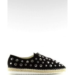 Espadryle z ćwiekami czarne 9039-28 Black. Czarne espadryle damskie ButyModne, bez wzorów, z tkaniny, bez obcasa. W wyprzedaży za 79,00 zł.