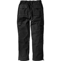 Spodnie bojówki Loose Fit Straight bonprix czarny. Czarne bojówki męskie bonprix, w paski. Za 79,99 zł.