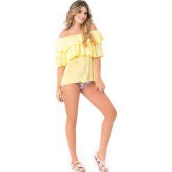 Bluzka w kolorze żółtym. Żółte bluzki damskie marki Phax Swimwear, s, bez wzorów, z falbankami, bez rękawów. W wyprzedaży za 128,95 zł.