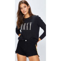Roxy - Bluzka. Czarne bluzki asymetryczne Roxy, l, z nadrukiem, z bawełny, casualowe, z okrągłym kołnierzem. W wyprzedaży za 79,90 zł.
