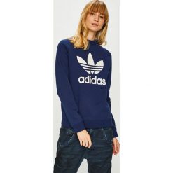 Adidas Originals - Bluza. Niebieskie bluzy damskie z nadrukiem marki adidas Originals, z bawełny, bez kaptura. Za 249,90 zł.
