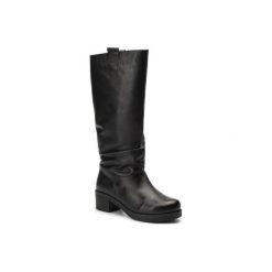 LASOCKI COMFORT SM-EGIA-05. Czarne kozaki damskie Lasocki Comfort, ze skóry, bez obcasa, bez zapięcia. Za 379,99 zł.