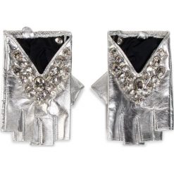 Rękawiczki Damskie KARL LAGERFELD - 201W3607 Silver. Szare rękawiczki damskie KARL LAGERFELD, bez wzorów, ze skóry. Za 489,00 zł.