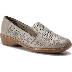 Półbuty RIEKER - 413Q5-62 Beige. Szare półbuty damskie Rieker, ze skóry. Za 249,00 zł.
