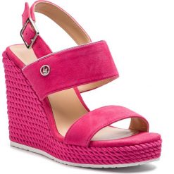 Espadryle LIU JO - Lucy 06 S19095 P0021 Geranium 81945. Różowe espadryle damskie marki Liu Jo, bez wzorów, ze skóry, bez obcasa, na obcasie. Za 689,00 zł.