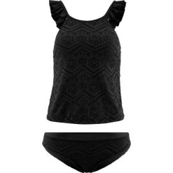 Tankini (2 części) bonprix czarny. Czarne stroje kąpielowe damskie bonprix, w koronkowe wzory, z koronki. Za 49,99 zł.