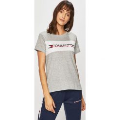 Tommy Sport - Top. Niebieskie topy damskie Tommy Sport, s, z nadrukiem, z bawełny, z okrągłym kołnierzem. Za 199,90 zł.