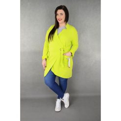 Limonkowa bluza kurtka dresowa casual MODA XXL. Szare bluzy damskie Moda Size Plus Iwanek, na lato, xxl, bez wzorów, z tkaniny, casualowe, bez kaptura. W wyprzedaży za 69,90 zł.