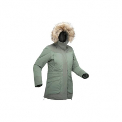 Kurtka turystyczna SH500 ultra-warm damska. Brązowe kurtki damskie QUECHUA, na zimę, m, bez wzorów, z poliesteru, długie, bez kaptura. Za 399,99 zł.