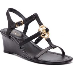 Sandały LAUREN RALPH LAUREN - Elina 802740043001 Black. Czarne klapki damskie marki Lauren Ralph Lauren, bez wzorów, ze skóry ekologicznej, bez obcasa, na obcasie. Za 479,00 zł.