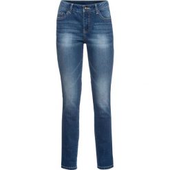 Dżinsy SKINNY z lampasami bonprix niebieski "stone”. Niebieskie jeansy damskie bonprix, bez wzorów, z jeansu. Za 99,99 zł.