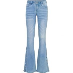 Dżinsy dzwony z napami bonprix niebieski "bleached”. Niebieskie jeansy damskie bonprix, z jeansu. Za 134,99 zł.