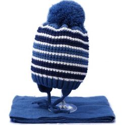 Czapka dziecięca z szalikiem CZ+S 020D niebieska r. 46-48. Niebieskie czapeczki niemowlęce Proman. Za 45,25 zł.