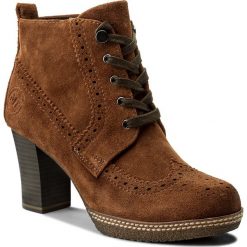 Botki MARCO TOZZI - 2-25235-29 Cognac Antic 410. Brązowe botki damskie na obcasie marki Marco Tozzi, z materiału. W wyprzedaży za 219,00 zł.