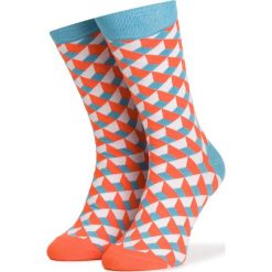 Skarpety Wysokie Męskie DOTS SOCKS - DTS-SX-194-X Kolorowy Pomarańczowy. Pomarańczowe skarpetki męskie Dots Socks, bez wzorów, z elastanu. Za 19,90 zł.