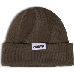 Czapka PROSTO. - 8187 Olive. Zielone czapki męskie Prosto., na zimę, bez wzorów, z materiału. Za 59,00 zł.