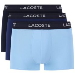 Komplet 3 par bokserek Lacoste 5H3390. Bokserki męskie Lacoste, bez wzorów, z elastanu. W wyprzedaży za 149,00 zł.