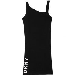 Dkny - Sukienka dziecięca 152-158 cm. Czarne sukienki dziewczęce DKNY, z nadrukiem, z dzianiny, bez rękawów, mini, dopasowane. W wyprzedaży za 299,90 zł.