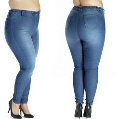 Spodnie JEANS RURKI z przetarciami DENIM OVERSIZE PLUS SIZE. Niebieskie spodnie damskie Moda Size Plus Iwanek, s, w paski, z elastanu. Za 129,00 zł.