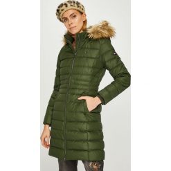 Tommy Jeans - Kurtka puchowa. Szare bomberki damskie Tommy Jeans, l, z jeansu, z kapturem. Za 999,90 zł.