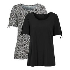 Cellbes Bluzka bawełniana 2 Pack czarny we wzory female czarny/ze wzorem 34/36. Czarne bluzki damskie Cellbes, bez wzorów, z bawełny, z okrągłym kołnierzem. Za 99,00 zł.