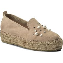 Espadryle EVA MINGE - Siero 3P 18MJ1372401ES 203. Brązowe espadryle damskie Eva Minge, z aplikacjami, ze skóry, bez obcasa, na płaskiej podeszwie. W wyprzedaży za 239,00 zł.