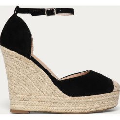 Answear - Espadryle Chiara Foscari. Czarne koturny damskie ANSWEAR, z okrągłym noskiem, bez obcasa, na obcasie, na klamry. Za 129,90 zł.
