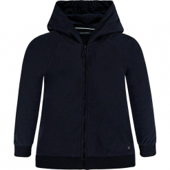 Bluza w kolorze granatowym. Białe bluzy dziewczęce z nadrukiem marki Marc O'Polo Junior, z okrągłym kołnierzem, z długim rękawem. W wyprzedaży za 125,95 zł.