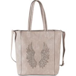Torebka z aplikacją bonprix szary. Szare shopper bag damskie bonprix, z aplikacjami, z aplikacjami. Za 129,99 zł.