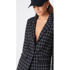 Marynarki i żakiety damskie: Qontrast X NA-KD Długa marynarka w kratkę – Black,Multicolor